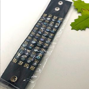 Pearl, silver and leather cuff